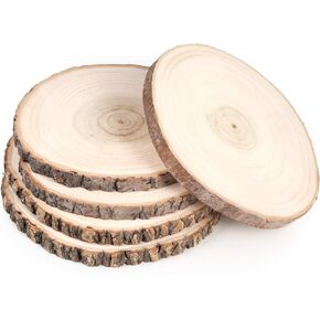 5 قطع من شرائح خشب الحور الطبيعي مقاس 9-10 بوصة من Pllieay للقطع المركزية، وزخارف شرائح خشبية كبيرة لحامل الكب كيك والتصوير الحراري والرسم وغيرها من المشروعات التي تصنعها بنفسك in Kuwait