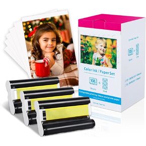 Compatible Canon Selphy CP1500 Paper and Ink for Selphy Photo Printer CP1500 CP1300 CP1200 CP910 CP800 CP780 4x6 inch, KP-108IN 3xKP-36IP Photo Paper 108 Sheets and 3 Color Ink Cassette