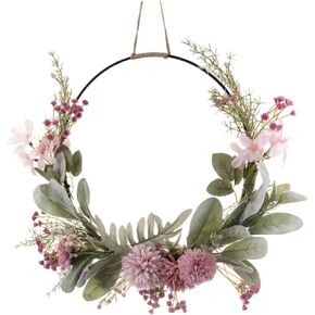 Artificial Garland Hoop Centerpiece with Hanging Decor Wreaths for Front Door Artificial Floral Wreath Boho Wreath Dried Flower Wreath Metal Floral Wreath Daisy Flower Wedding Iron