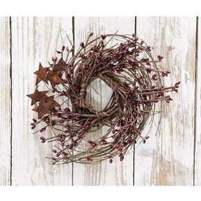 CWI Gifts Pip and Twig with Rusty Star Wreath, 10-Inch, Burgundy