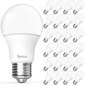 Sunco 24 Pack LED Light Bulbs, E26 Base Lamp Bulbs A19, [Focos LED para Casa], 2700K Soft White, 8W (60 Watt Equivalent), 850 LM, Non-Dimmable, 25000 Lifetime Hours for Bedroom, Bathroom UL