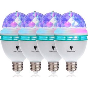 4 Pack Color Rotating Bulb E26, RGB Color Changing Party LED Bulbs Colored LED Strobe Light Bulb Multi Crystal Stage Lights For Disco, Birthday Party Club Bar For Indoor & Outdoor Parties, Photography
