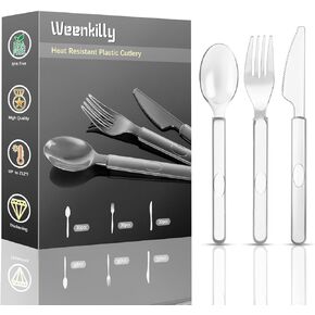 90 Pack Plastic Cutlery Set - Disposable Plastic Utensils- Plastic Silverware Sets for Wedding Catering Parties - 30 Forks, 30 Spoons, And 30 Knives Set (black)