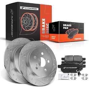 A-Premium 10.2 inch(259.08 mm) Rear Disc Brake Rotors + Ceramic Pads Kit Compatible with Select Lexus, Pontiac and Toyota Models - CT200h, Vibe, Corolla, Matrix, Prius, Prius Plug-In, Prius Prime