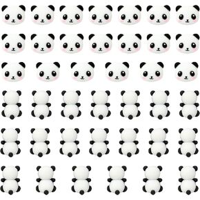 Honbay 40PCS Panda Flatback Resin Charms Cute Panda Head and Backs Resin Cabochons for Hair Accessories Phone Case Scrapbooking Decoration (2 Style)