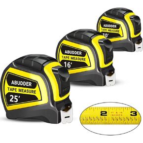 مجموعة شريط قياس، 3 أشرطة قياس (10 بوصات و16 بوصة و25 بوصة)، شريط قياس سهل القراءة قابل للسحب بكسور 1/8، شريط قياس in Kuwait