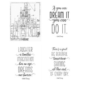 Inspirational Walt Disney Quote Prints, 4 (8x10) Unframed Photos, Wall Art Decor Gifts for Home Office Work Garage Shop School Gym College Student Teen Teacher Coach Literary Friend Positive Champs