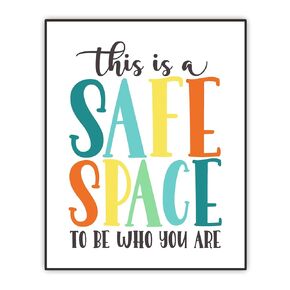 Kids Wall Art - Safe Space Poster - Classroom Wall Decor - Inclusive Art - Therapist Counseling Office Decorations - UNFRAMED Large Print 11"X14"