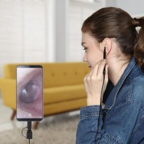 منظار داخلي للهاتف المحمول باللون الأسود، ملعقة أذن مرئية للكاميرا، صماخ سمعي لأجهزة الكمبيوتر التي تعمل بنظام Windows/لأجهزة Android من النوع C in Kuwait