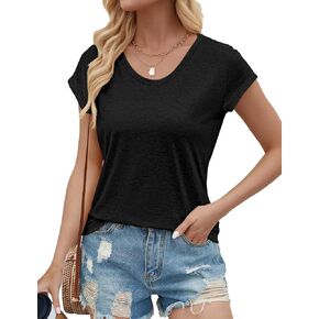Womens Tank Top Summer Tops Cap Sleeve T Shirt Casual Loose Fitting Shirts Trendy Basic Tee Shirts 2024 in Saudi Arabia
