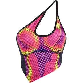 EVELUST Women Y2k Crop Tank Tops - Sexy 3D Body Heat Map Summer One Shoulder Backless Graphic Trendy Tee Concert Outfit
