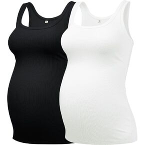 PACBREEZE Women's Maternity Tank Top U-Neck Sleeveless Pregnancy Basic Clothes Vest, S-XL