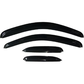 IKON MOTORSPORTS Tape On External Window Visor, Compatible with 2008-2013 Silverado Sierra Extended Cab, Slim Style Acrylic Smoke Tinted & Semi-Transparent Rain Guard Wind Vent Air Deflector