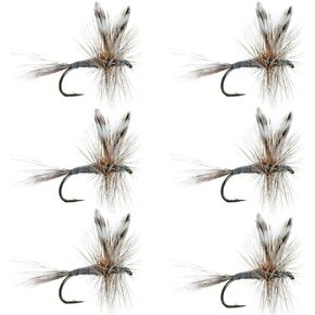 The Fly Fishing Place Adams Classic Trout Dry Fly Fishing Flies - Set of 6 Flies Size 14
