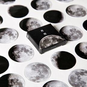 45Pcs Small Moon Stickers for Scrapbooking Journaling Planners Water Bottle Laptop Collage Envelope Phone Case DIY Art Crafts Decoration