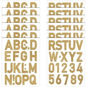 246 Pieces Large Glitter Letter Stickers 2 Inch Number Stickers Alphabet Stickers for Poster Boards, Projects, Sign, Door, Business, Address, Posters, Windows (Gold)