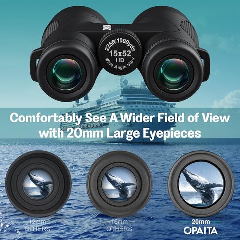 مناظير مراقبة الطيور 15X52 - مناظير عالية الدقة للبالغين مع عدسة كبيرة ورؤية واضحة منخفضة الإضاءة لمشاهدة الطيور والصيد والتخييم والسفر سفينة سياحية in Kuwait