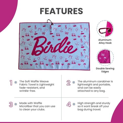 منشفة بيردي جولف - منشفة جولف من الألياف الدقيقة المضحكة، منشفة فاخرة لحقائب الجولف مع حامل مشبك، ملحقات جولف مثالية للرجال والنساء - ملحقات حقيبة الجولف - تجربة لعب الجولف | فكرة هدية عظيمة in Kuwait