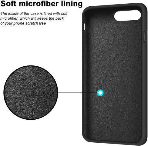 Anuck iPhone 8 Plus Case, iPhone 7 Plus Case, Soft Silicone Gel Rubber Bumper Case Microfiber Lining Hard Shell Shockproof Full-Body Protective Case Cover for iPhone 7 Plus /8 Plus 5.5" - T Black in Saudi Arabia