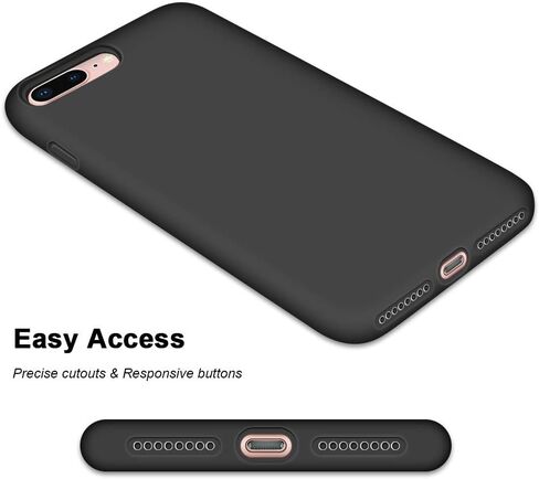 Anuck iPhone 8 Plus Case, iPhone 7 Plus Case, Soft Silicone Gel Rubber Bumper Case Microfiber Lining Hard Shell Shockproof Full-Body Protective Case Cover for iPhone 7 Plus /8 Plus 5.5" - T Black in Saudi Arabia