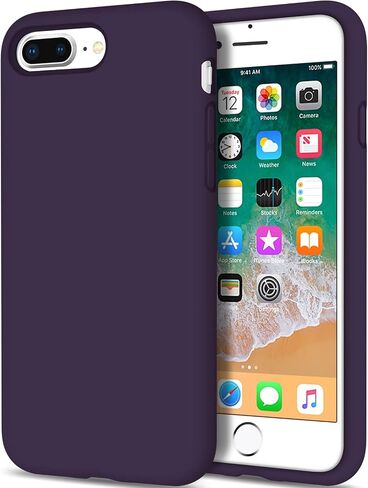 Anuck iPhone 8 Plus Case, iPhone 7 Plus Case, Soft Silicone Gel Rubber Bumper Case Microfiber Lining Hard Shell Shockproof Full-Body Protective Case Cover for iPhone 7 Plus /8 Plus 5.5" - T Black in Saudi Arabia