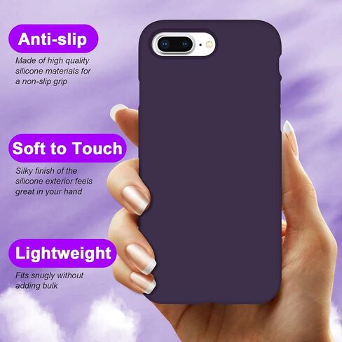 Anuck iPhone 8 Plus Case, iPhone 7 Plus Case, Soft Silicone Gel Rubber Bumper Case Microfiber Lining Hard Shell Shockproof Full-Body Protective Case Cover for iPhone 7 Plus /8 Plus 5.5" - T Black in Saudi Arabia