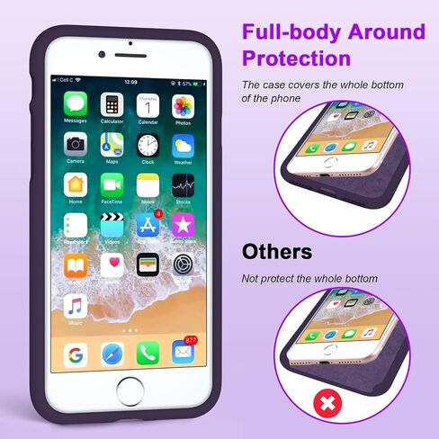 Anuck iPhone 8 Plus Case, iPhone 7 Plus Case, Soft Silicone Gel Rubber Bumper Case Microfiber Lining Hard Shell Shockproof Full-Body Protective Case Cover for iPhone 7 Plus /8 Plus 5.5" - T Black in Saudi Arabia