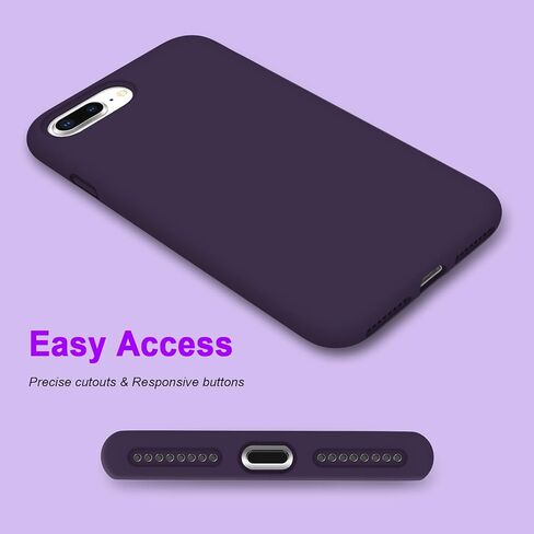 Anuck iPhone 8 Plus Case, iPhone 7 Plus Case, Soft Silicone Gel Rubber Bumper Case Microfiber Lining Hard Shell Shockproof Full-Body Protective Case Cover for iPhone 7 Plus /8 Plus 5.5" - T Black in Saudi Arabia
