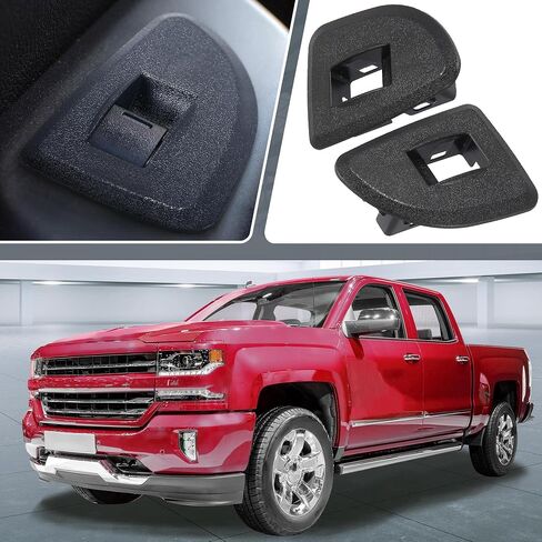X AUTOHAUX زوج حواف مفتاح النافذة الخلفية للسائق وجانب الراكب لسيارة شيفروليه سيلفرادو لسيارة GMC Sierra 1500 2500HD 3500HD 2009-2013 غطاء مفتاح التحكم في النافذة السوداء in Saudi Arabia