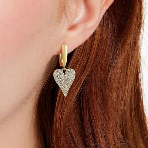 Small Gold Dangle Hoop Earrings for Women Hypoallergenic 14k Gold Plated Dainty Lightweight Cubic Zirconia Geometric Drop Earrings for Girls in Saudi Arabia