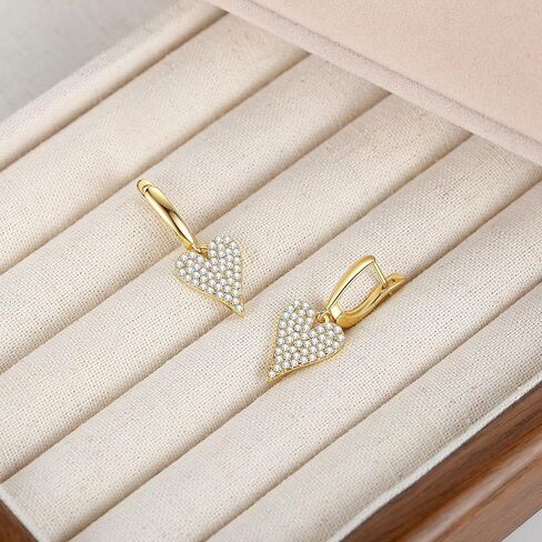 Small Gold Dangle Hoop Earrings for Women Hypoallergenic 14k Gold Plated Dainty Lightweight Cubic Zirconia Geometric Drop Earrings for Girls in Saudi Arabia