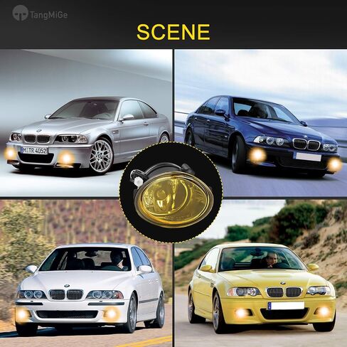 مصابيح الضباب TangMiGe لسيارة BMW 2000-2006 (E46 M3 E39 M5) / 3 سلسلة (320i 323i 325i 325xi 330i 330xi سيدان مع حزمة رياضية، 325i 325xi Wagon مع حزمة رياضية) مجموعة ممتازة، زوج واحد، عدسات صفراء in Kuwait