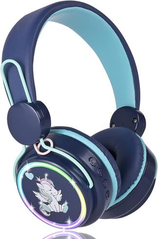 Kids Headphones Unicorn, Color Changing LED Light Wireless Bluetooth Headphones for Kids Girls Boys School, Anime Over-Ear Bluetooth Headphones with Microphone for Tablet/ipad/Travel (Pink) in Saudi Arabia