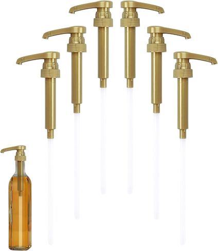 6 قطع من موزع مضخات الشراب، يناسب زجاجات شراب القهوة سعة 25.4 أونصة/750 مل - شراب التوزيع دون عناء، موزع مضخة الشراب للمشروبات والقهوة (ذهبي) in Kuwait