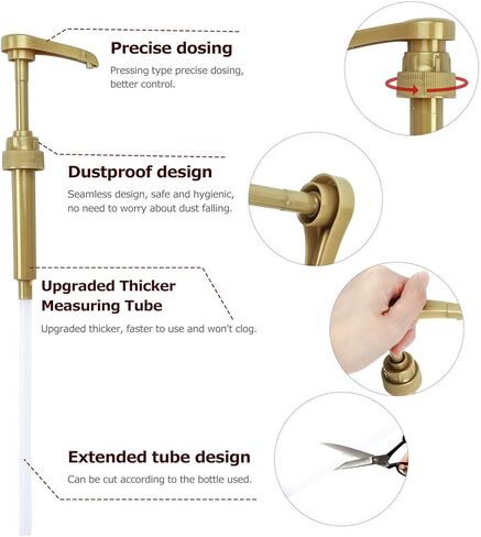 6 قطع من موزع مضخات الشراب، يناسب زجاجات شراب القهوة سعة 25.4 أونصة/750 مل - شراب التوزيع دون عناء، موزع مضخة الشراب للمشروبات والقهوة (ذهبي) in Kuwait
