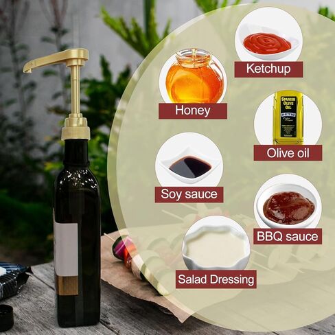 6 قطع من موزع مضخات الشراب، يناسب زجاجات شراب القهوة سعة 25.4 أونصة/750 مل - شراب التوزيع دون عناء، موزع مضخة الشراب للمشروبات والقهوة (ذهبي) in Kuwait