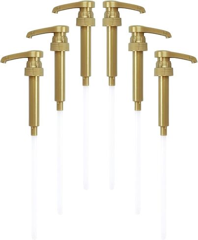6 قطع من موزع مضخات الشراب، يناسب زجاجات شراب القهوة سعة 25.4 أونصة/750 مل - شراب التوزيع دون عناء، موزع مضخة الشراب للمشروبات والقهوة (ذهبي) in Kuwait