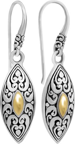 Sterling Silver 925 with 18K Gold Accents Bali Hoop/Drop/Stud Earrings in Kuwait