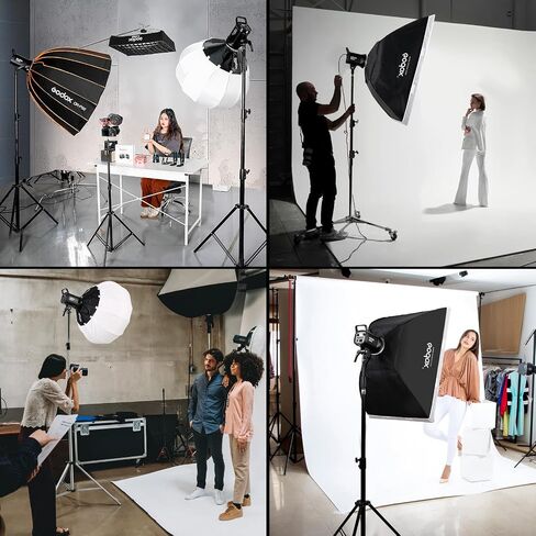 Godox SL60IID Softbox Lighting Kit Professional Studio Equipment with Softbox, SL60II-D 75W LED Video Light 3-Light Kit with APP control, Reflector, light stand, Boom Arm for Portrait Product Shooting in Saudi Arabia