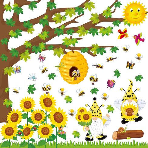 114 Pcs Classroom Tree Bulletin Board Set with Sunflower Bee Maple Leaves Butterfly Fall Summer Tree Bulletin Board Cutout Woodland Whimsy Bulletin Board Decor for School Party Wall Decorations in Saudi Arabia