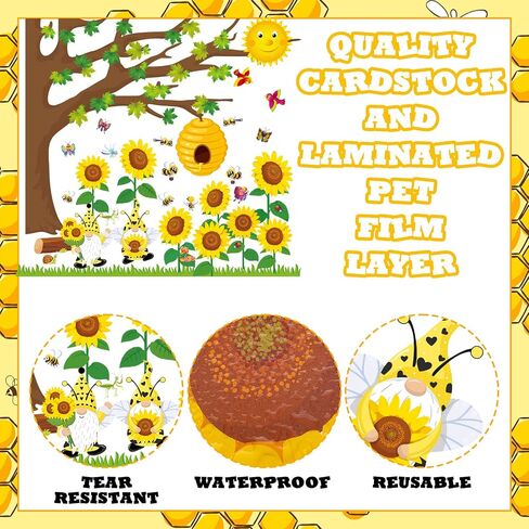 114 Pcs Classroom Tree Bulletin Board Set with Sunflower Bee Maple Leaves Butterfly Fall Summer Tree Bulletin Board Cutout Woodland Whimsy Bulletin Board Decor for School Party Wall Decorations in Saudi Arabia
