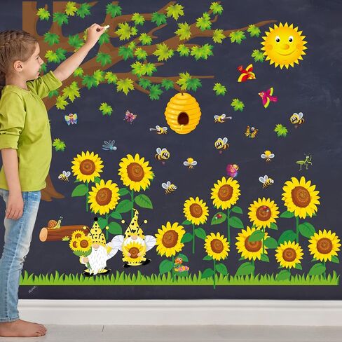 114 Pcs Classroom Tree Bulletin Board Set with Sunflower Bee Maple Leaves Butterfly Fall Summer Tree Bulletin Board Cutout Woodland Whimsy Bulletin Board Decor for School Party Wall Decorations in Saudi Arabia