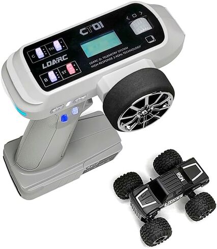SoloGood LDARC 1/58 RC Car M58 جهاز التحكم عن بعد Mini RC Car RTR 2.4 جيجا هرتز 1:58 شاحنة كبيرة لسطح المكتب مع جسم سيارة أصفر/رمادي يمكنك صنعه بنفسك in Saudi Arabia