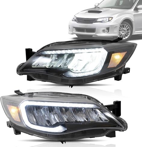 VLAND Headlights Assembly Fit for 2008-2014 Subaru WRX Impreza W/Dynamic Start-up DRL, LED Front light with Sequential Turn Signal, Plug-n-Play Headlamp Reflectors, Amber in Saudi Arabia