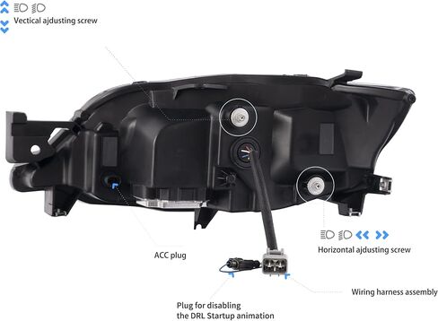 VLAND Headlights Assembly Fit for 2008-2014 Subaru WRX Impreza W/Dynamic Start-up DRL, LED Front light with Sequential Turn Signal, Plug-n-Play Headlamp Reflectors, Amber in Saudi Arabia
