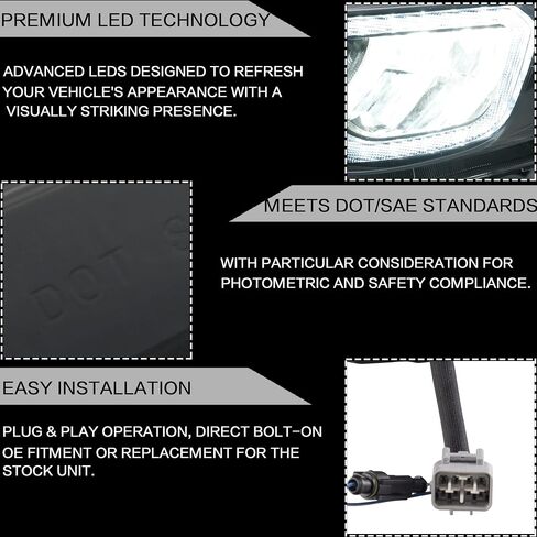 VLAND Headlights Assembly Fit for 2008-2014 Subaru WRX Impreza W/Dynamic Start-up DRL, LED Front light with Sequential Turn Signal, Plug-n-Play Headlamp Reflectors, Amber in Saudi Arabia