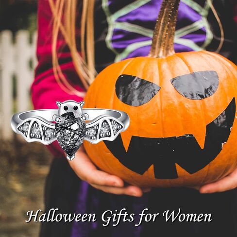 Bat Ring 925 Sterling Silver Bat Moonstone/Natural Black Rutilated Ring Gothic Jewelry Gifts for Women in Saudi Arabia