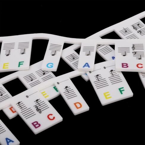 2 حزمة دليل ملاحظات البيانو للمبتدئين، ملصقات ملاحظات لوحة مفاتيح البيانو قابلة للإزالة، 61/88 مفتاح كامل الحجم ملصقات لوحة مفاتيح البيانو، دليل لوحة مفاتيح البيانو السيليكون مع صندوق (أسود وملون) in Kuwait