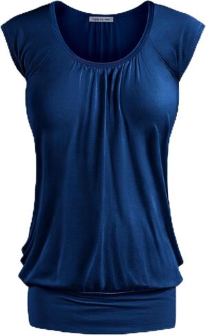 Women's Scoop Neck Sleeveless Pleated Front Blouse Tunic Top in Saudi Arabia
