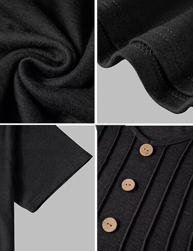 قمصان MONNURO النسائية بمقاسات كبيرة كاجوال بأكمام قصيرة ورقبة على شكل حرف V وأزرار مطوية وتونيك عصري in Kuwait